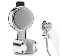 Suction Shower Head Holder, Adjustable Shower Holder Bracket Universal Shower Head Holders Replacement Wall Mounted Removable Suction Cup - No Drilling (Silver)