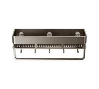 Suction Shower Shelf - No-Drill Wall Mounted Organizer with Hooks | Shower Shelves Suction Cup | Flexible Positioning Vacuum Sucker Technology for Home Apartment Bathroom Kitchen Rv Toilet