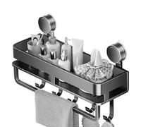 Suction Storage Rack for Bathroom,Wall Mounted Seasoning Rack with Removable Hooks | Rustproof No-Drill Tray Soap Holder for Kitchen Apartment Cabinet Home Bathroom Bathtub