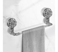 Suction Towel Rail Extendable 30cm, Bathroom Towel Holder Wall Mounted with Stainless Steel Hanging Towel Bar,Suction Cup Towel Rack Holder No Drilling Vacuum Towel Holder for Kitchen Bathroom,Black