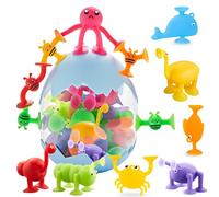 Suction Toys, 40Pcs Kids Building Toys Sensory Sucker Toy, Baby Animal Shape Stress Release Travel Window Toy, Toddler Gift with Dinosaur Storage Eggshell for 3 4 5 Years Old Boys Girls