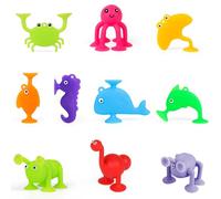 Suction Toys, Kids Building Toys for 3 Year Olds, 10Pcs Baby Sensory Sucker Toys,Toddler Travel Window Stress Release Game,Infant Birthday for 4 5 6 7 Years Old Boys Girls