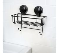 Showerdrape Shower Basket Storage Floating, Suction Bathroom Organiser For Toiletries Shampoo Holder Bathroom Accessories Black Shower Shelf No Drilling Bathroom Caddy Sponge Holder