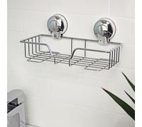 Showerdrape Suctionloc Chrome Rectangular Basket Bathroom Accessory, Silver