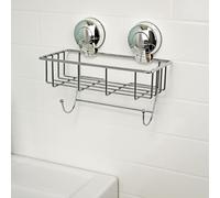 Showerdrape Suctionloc Chrome Sponge Basket Bathroom Accessory, Silver
