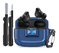 Sucure Lock Case for Beats Studio Buds/Buds Plus Locking Case Cover with Lock Clip & Cleaner Kit Pen, Buds + 2023 Impact and Smudge Resistant Case Cover with Men Women (Deep Blue)