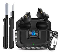 Sucure Lock Case for Beats Studio Buds/Buds Plus Locking Case Cover with Lock Clip & Cleaner Kit Pen, Buds + 2023 Impact and Smudge Resistant Case Cover with Men Women (Black)
