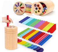 Sudadera Montessori Toys for 1 2 3 Year Olds, 5-in-1 Wooden Color Sorting & Stacking Toy, Toddler Travel Sensory Toy with Bag, Fine Motor Skills Learning Gift for 1 2 3 Year Old Boys Girls