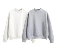 Sudadera Mujer Lisa Sin Capucha RedWomen's Crewneck Sweatshirt French Terry Fleece Pullover Sweaters 2 Pack Mock Neck Long Sleeve Casual Jumpers Top Fall Winter Hoodless Tunic Workout Sportswear