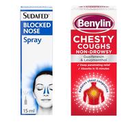 Sudafed Blocked Nose Spray (1 x 15ml) & Benylin Chesty Coughs Non-Drowsy Syrup (1 x 150ml) Bundle