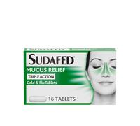 Sudafed Mucus Relief Triple Action Cold & Flu Tablets (Pack of 16)
