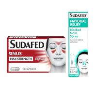Sudafed Natural Relief Blocked Nose Spray (1 x 15ml) & Sudafed Sinus Max Capsules (1 x 16 Capsules) Bundle.
