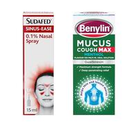 Sudafed Sinus Ease Nasal Spray (1 x 15ml) & Benylin Mucus Cough Max, Menthol Flavour (1 x 150ml) Bundle