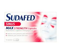 Sudafed Capsules Sinus Max Strength – Relieves Sinus Pressure & Blocked Nose – 16+ yrs, 16 caps