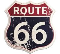 Sudagen Route 66 Shield Tin Art Sign Historical Retro Vintage Classic American Decor Metal Signs Garage Bar Restaurant Man Cave Living Room Decoration Route 66