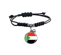Sudan Flag Braided Bracelet Adjustable Nylon Chain Crystal Wristband Souvenir,Fashion Handmade Bracelet for Man & Woman Special Day's Gift