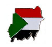 Sudan Flag Enamel Pin Country Map Shape National Colours Metal Lapel Badge with Secure Clasp Polished Finish Collectible Souvenir Accessory 2.2 x 2.4cm