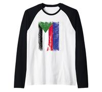 Sudan Russia Half Flag Sudanese Russian Jersey Raglan Baseball Tee