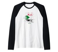 Sudanese Watercolor Flag, Vintage Sudan Flag Raglan Baseball Tee