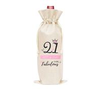 Sudaporn 21st Birthday Wine Gift Bag Daughter Sister 21st Birthday Gifts for Her 21 Years Old Bday Party Decoration Best Friends 21 Years Old Not a Day over Fabulous Champagne Gifts Bag for Women