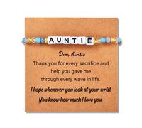 Sudaporn Auntie Birthday Christmas Gifts from Niece Nephew Aunt Auntie Thank You Appreciation Gifts for Best Aunt I Love You Beads Bracelet for Women Blue Aunty Gratitude Bracelets Gift