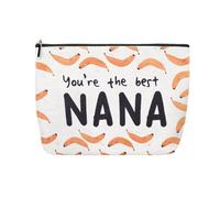 Sudaporn Best Nana Christmas Gifts for Grandma Grandmother Makeup Cosmetic Bag for Gigi Mimi You' re the Best Nana Skincare Toiletry Pouch Funny Granny Nanny Banana Makeup Organizer Bag for Women