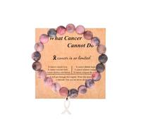 Sudaporn Breast Cancer Awareness Inspirational Gifts for Women Ribbon Charm Crystal Bracelet Patient Fight Cancer Warrior Jewelry Patient Encouragrment Motivational Natural Stone Bracelets