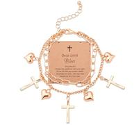 Sudaporn Christian Cross Bracelet Confirmation Faith Gift for Daughter Granddaughter Birthday Christmas Gifts for Religious Believers Confirmation Baptism Gifts Lord Bless Jesus Bracelet Gold