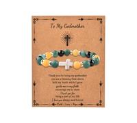 Sudaporn Cross Beaded Bracelet for GodmotherGod Mother Birthday Gifts from Godchild Godson Goddaughter, Christmas Stocking Stuffer for God Mother Rosary Bracelet Religious Christian Thank You Gift