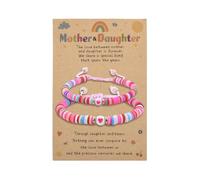Sudaporn Cute Mother Daughter Bracelet Gifts for Mom Mommy Birthday Christmas Gifts from Daughters Colorful Mom and Me Clay Stackable Bracelets Mommy Daughter I Love You Gift from Mother 2 PCS