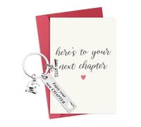 Sudaporn Enjoy Your New Chapter Keychain for Classmates Friends Graduation Grad Gifts Stainless Steel Inspirational Key Organizer with Greeting Card for Him Her Graduates Senior Congratulations Gift