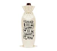 Sudaporn Friends Birthday Christmas Gifts Bag for Wine Lover Enthusiast Friendship Gifts for Women Men a Friend with Wine Is a Friend of Mine Bff Bestie Friends Champagne Drawstring Bag