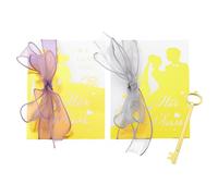 Sudaporn His Hers Wedding Vow Book Set for Bride Groom Gold Foil Yellow White Vow Cards with Ribbon Bride Shower Ceremony Vows Books for Couples Wedding Day Accessories Marriage Booklet Promise Card