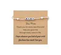 Sudaporn Mama Birthday Christmas Bracelet Gifts for Mom Mother I Love You Gifts for Women Mom Mommy Mama Thank You Appreciation Pink Crystal Bead Bracelets Gifts from Daughter Son