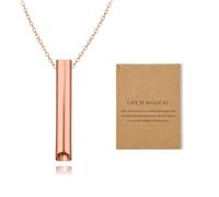Sudaporn Mindful Breathe Necklace for Men Women Quit Smoking Breathe Whistle Pendant Stress Relief Necklace Anxiety Relief Gift, Stainless Steel, No Gemstone