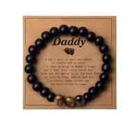 Sudaporn New Dad Fathers Day Ideal Gifts for Dad Daddy to Be Mens Beaded Bracelet for New Dad Father Pregnancy Announcement Gifts for Dad Father Black Bracelets for New Dad Daddy from Wife Mom in Law