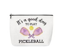 Sudaporn Pickleball Friends Bithday Christmas Gifts Pickleballs Print Makeup Cosmetic Bag Organizer Pickleballs Balls Racket Womens Toiletry Bag It's a Good Day to Play Pickleball Storage Bags Pouch