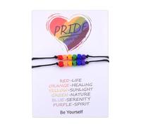 Sudaporn Rainbow Matching Rope Bracelet for 2 Him Her Couples LGBTQ Pride Gift Braided String Friendship Pride Bracelet for Women Men I Love You Gift LGBTQ Matching Stackable Bracelets LGBT Accessory