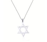 Sudaporn Star of David Necklace Hexagram Pendant Star Necklaces Jewish Religious Gift Stainless Steel Jewish Gift Protection Necklace, S, Stainless Steel, No Gemstone