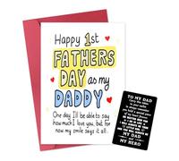 Sudaporn Step Daddy Father's Day Gifts Pack from New Bonus Daughters, New Daddy First Father Day Gift for 1st Time Dad Greeting Card Stainless Steel Wallet Card Set for Promoted To Be Dad Gifts Idea