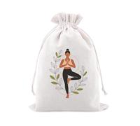 Sudaporn Yoga Drawstring Bag Pouch for Yogis Retirement Birthday Gifts Small Cinch Canvas Yoga Stuff Storage Bag for Women Yoga Teachers Instructors Appreciation Meditation Gift