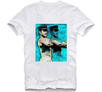 Sudden T-Shirt Physique Pictorial Art Tom of Finland Gay Cop Fetish Leather Cap M White