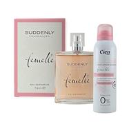 Suddenly Femelle Fragrance Set for Women, Eau de Parfum 75 ml & Deodorant 200 ml, Sensual Floral Fragrance with Sandalwood, Vanilla & White Flowers