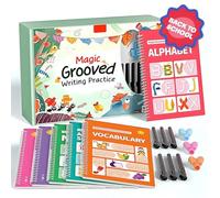 Suddies Trace Trek Magic Grooved Writing Practice,Tracetrek Workbook Full Set,Reusable Grooved Handwriting Workbooks,Number Letter Tracing Book for Kids 3 +, Large Writing Practice Books