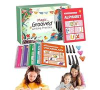 Suddies Trace Trek Magic Grooved Writing Practice, Tracetrek Workbook - Reusable Grooved Handwriting Workbooks, Number Letter Tracing Book,1Set