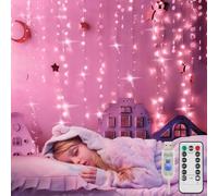 suddus Curtain Lights for Bedroom, 200 Led Hanging String Lights Outdoor Waterproof, Fairy Curtain Lights for Backdrop, Window, Wall, Wedding, Party, Garden, Porch, Brithday Decorations Pink