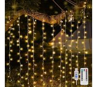 suddus Curtain Lights for Bedroom, 200 Led Hanging String Lights Outdoor, Fairy Curtain Lights Indoor for Christmas, Dorm, Wall, Backdrop, Window, Wedding, Party, Brithday Decor, Warm White