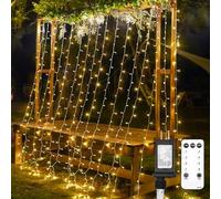 suddus Curtain Lights for Bedroom, 300 Led 9.8x9.8ft Hanging String Lights Outdoor, Fairy Curtain Lights Indoor for Christmas, Dorm, Wall, Backdrop, Window, Wedding, Party, Birthday Decor, Warm White