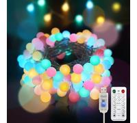 SUDDUS Globe String Lights Outdoor Waterproof, 100 Led Colorful Globe Lights with Remote, USB String Lights for Backyard, Patio, Garden, Party, Bedroom, Classroom, (6 Colorful Bulbs)