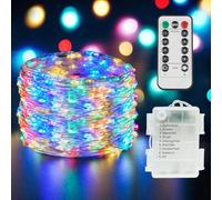 suddus Outdoor String Lights 200 LED Multicolor Battery Operated with Remote Control Flashing LED Lights for Bedroom, Patio, Wedding, Tree, Can, Wall